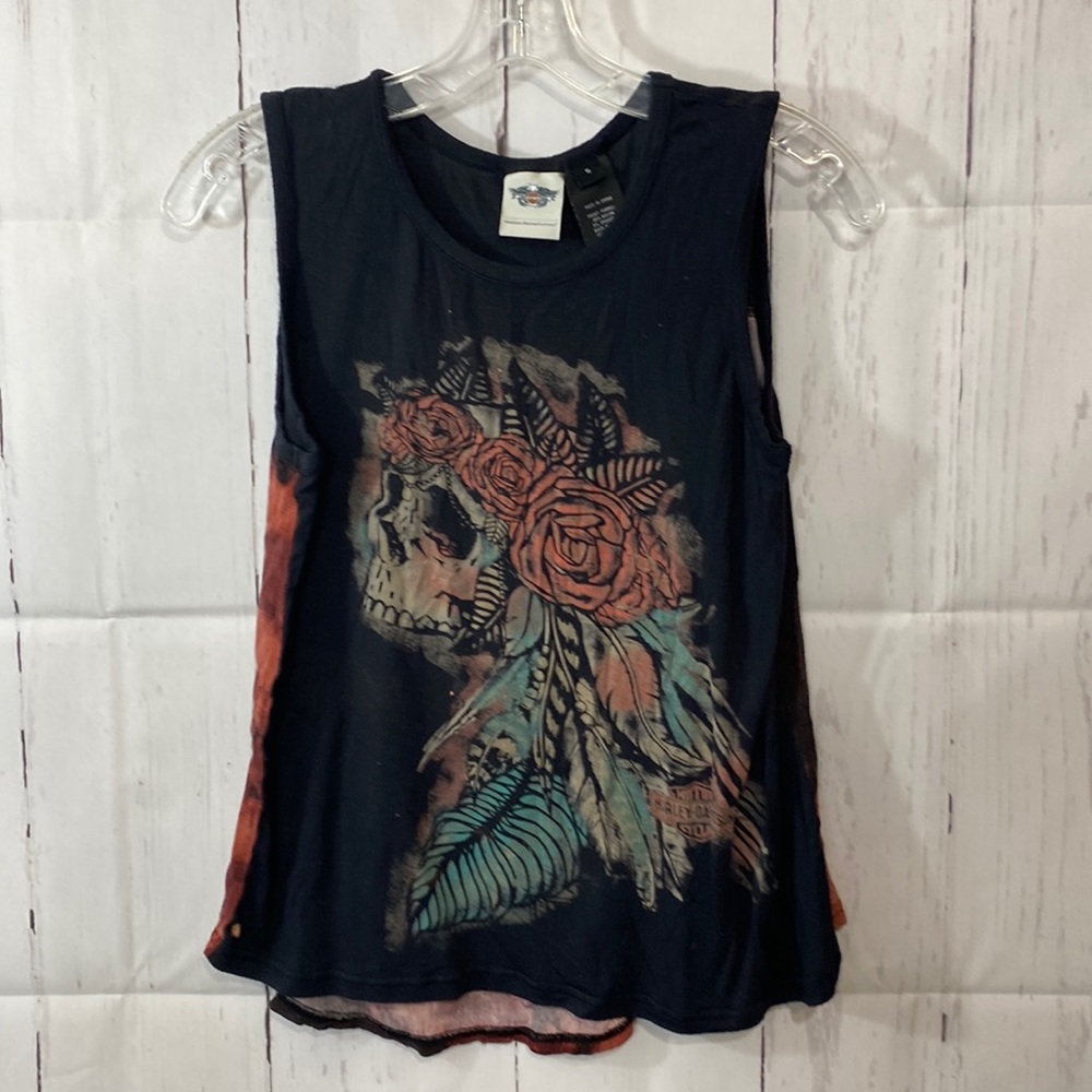 E1.Harley Davidson unique skull tank top size S